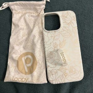 Loopy Case 13ProMax Floral White and Gold case